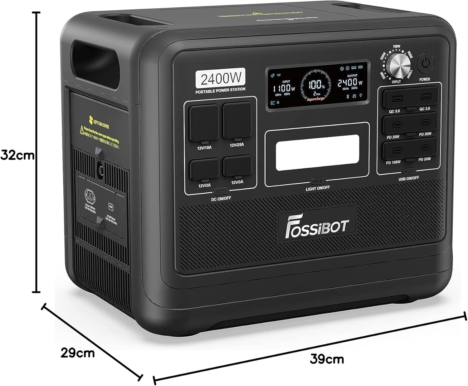 FOSSiBOT F2400 Generator solarny, 2048 Wh LiFePO4 akumulator zapasowy z wyjściami 24000 W AC (4600 W Peak)